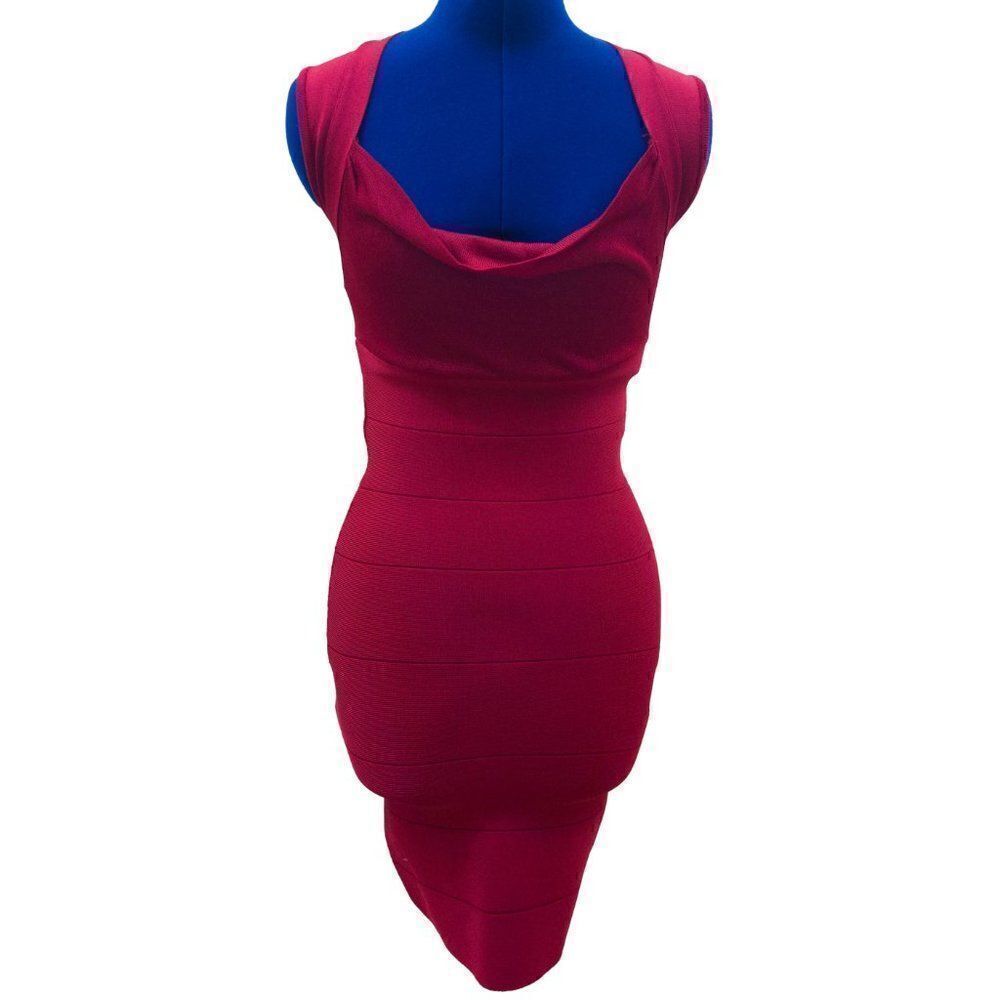 Bebe Red Slouch Neck Bodycon Dress Size XS